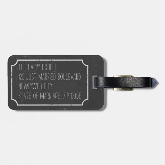 Gewoon gehuwd Bagagelabel met Happy Couple Honeymo (Achterkant horizontaal)