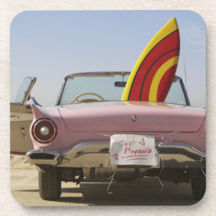 Gewoon gehuwd bord en surfboard drankjes onderzetter