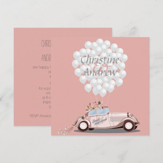 "Gewoon gehuwd" bruiloft voor auto's en ballonnen Kaart (Voorkant / Achterkant)