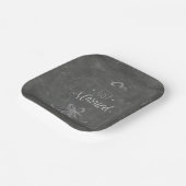 Gewoon gehuwd Chalkboard Wedding Rings Bells Squar Papieren Bordje (Gebogen)