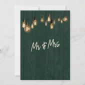 Gewoon gehuwd donkergroen hout Edison Lights Kaart (Achterkant)