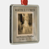 Gewoon gehuwd eerste kerstjaar metalen ornament (Rechts)