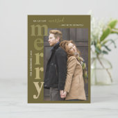 Gewoon gehuwd en vrolijk fotobericht feestdagenkaart (Staand voorkant)