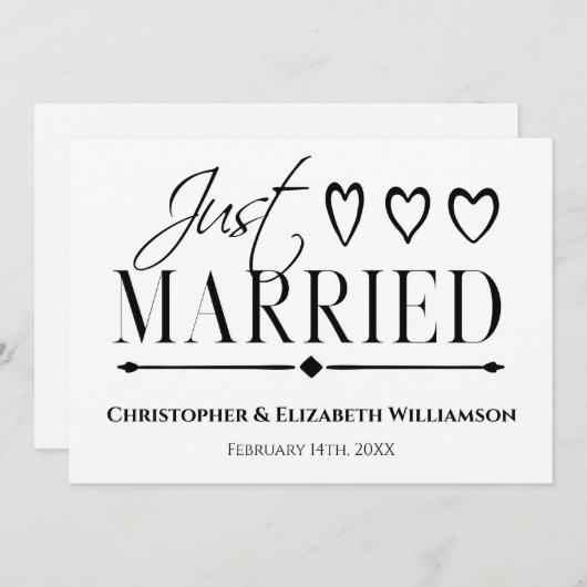 Gewoon gehuwd gewoon modern huwelijk aankondiging (Voorkant / Achterkant)