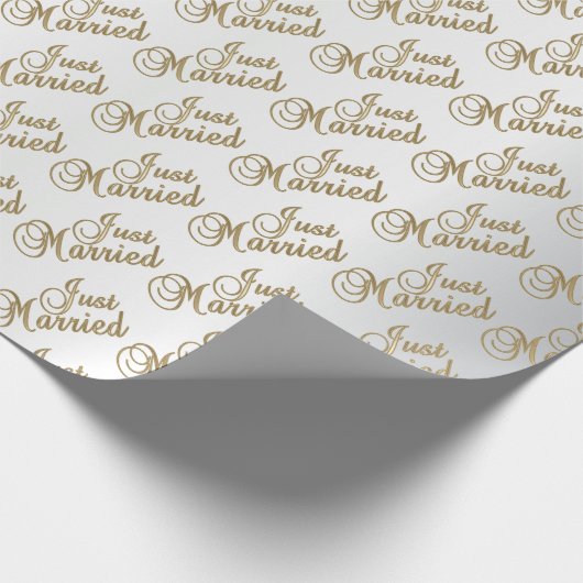 Gewoon gehuwd Gold Script | Weddenschap Cadeaupapier (Hoek)