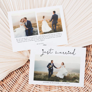 Gewoon gehuwd heetsscript bruiloft multi-foto aankondiging