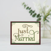 Gewoon gehuwd in drainige leuke lettertypen aankondiging (Staand voorkant)