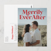 Gewoon gehuwd kerstfeest Red Modern Briefkaart (Voorkant / Achterkant)