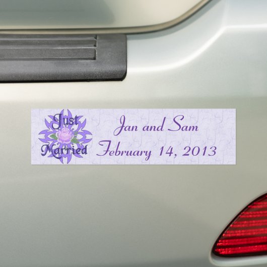 Gewoon gehuwd lavender Roos Bumpersticker (Op auto)
