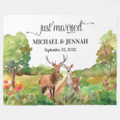 Gewoon gehuwd met Buck en Doe Deer Fleece Deken (Voorkant (Horizontaal))