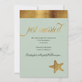 Gewoon gehuwd met Elegant Faux Gold Starfish Mint  Aankondiging (Voorkant)