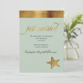 Gewoon gehuwd met Elegant Faux Gold Starfish Mint  Aankondiging (Staand voorkant)
