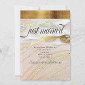 Gewoon gehuwd met Elegant Pink Faux Gold Aankondiging (Voorkant)