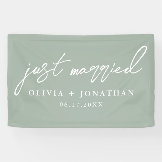 Gewoon gehuwd met legant calligrafie als bruiloft spandoek (Horizontaal)