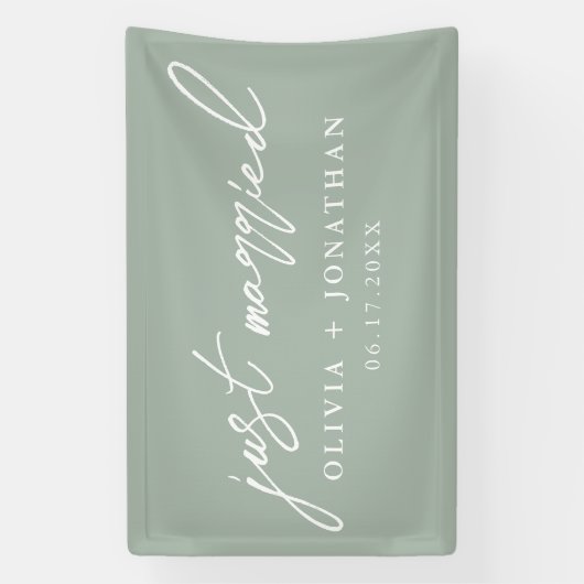 Gewoon gehuwd met legant calligrafie als bruiloft spandoek (Verticaal)