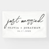 Gewoon gehuwd met legant calligrafie als bruiloft spandoek (Horizontaal)