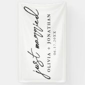 Gewoon gehuwd met legant calligrafie als bruiloft spandoek (Verticaal)