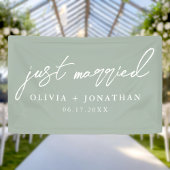 Gewoon gehuwd met legant calligrafie als bruiloft spandoek