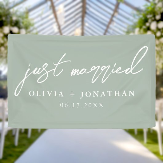 Gewoon gehuwd met legant calligrafie als bruiloft spandoek