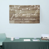 Gewoon gehuwd met legante kalligrafie Rustic Weddi Spandoek (Beurs)