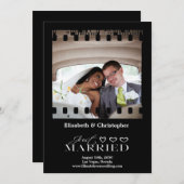 Gewoon gehuwd modern script bruiloft foto's save the date (Voorkant / Achterkant)