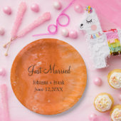 Gewoon gehuwd Oranje agate Papieren Bordje (Feest)