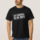 Gewoon gehuwd paar shirt met trouwdatumstempel (Voorkant)