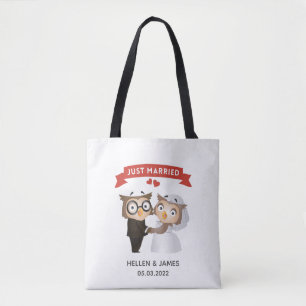 Gewoon gehuwd rond de bruiloft tote bag