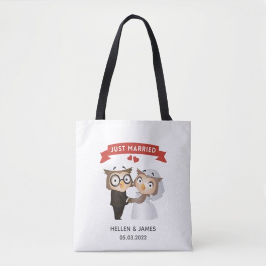 Gewoon gehuwd rond de bruiloft tote bag (Voorkant)