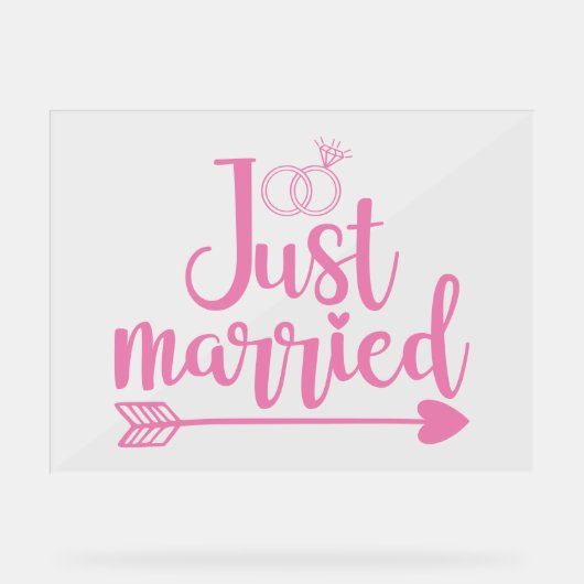 Gewoon gehuwd roze acryl bord (Voorkant)