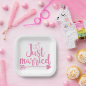 Gewoon gehuwd roze papieren bordje (Feest)