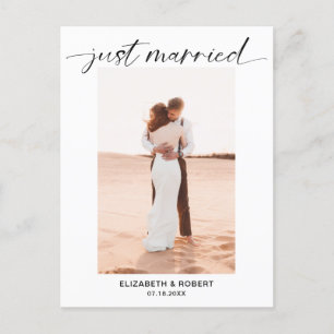 Gewoon gehuwd script foto minimalistisch legante a aankondigingskaart