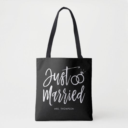 Gewoon gehuwd script | Gepersonaliseerd Tote Bag (Voorkant)