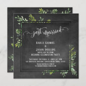 Gewoon gehuwd Script Greenery Bouquet op Chalkboar Kaart (Voorkant / Achterkant)