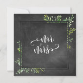 Gewoon gehuwd Script Greenery Bouquet op Chalkboar Kaart (Achterkant)