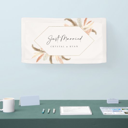 Gewoon gehuwd teken van de bruiloft van de autoban spandoek (Beurs)