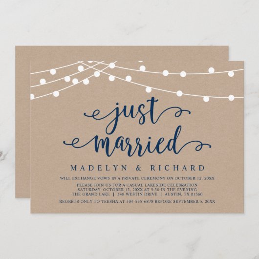 Gewoon gehuwd, weddenschap-feest kaart (Voorkant / Achterkant)