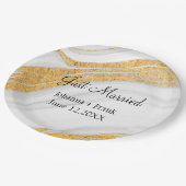 Gewoon gehuwd wit en goudgeit papieren bordje (Gekanteld)