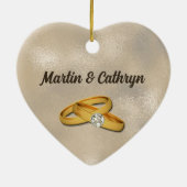 Gewoon gehuwde 1-kerstfoto  foto keramisch ornament (Achterkant)