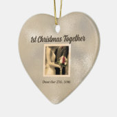 Gewoon gehuwde 1-kerstfoto  foto keramisch ornament (Links)