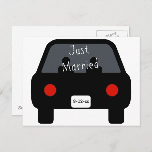 Gewoon gehuwde auto aankondigingskaart (Voorkant / Achterkant)