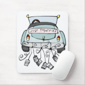 Gewoon gehuwde auto die blikjes sleept muismat (Met muis)