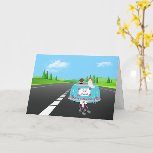 Gewoon gehuwde auto op weg kaart (Gele Bloem)