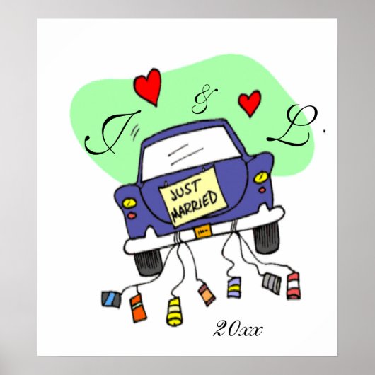 Gewoon gehuwde auto poster (Voorkant)