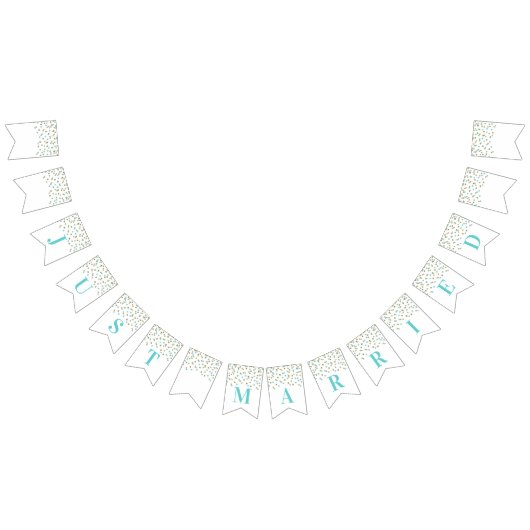 Gewoon gehuwde banner Light Blue Gold Confetti (Alle)