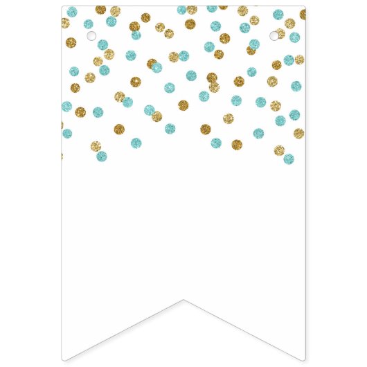 Gewoon gehuwde banner Light Blue Gold Confetti (Tweede vlag)