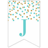 Gewoon gehuwde banner Light Blue Gold Confetti (Derde vlag)