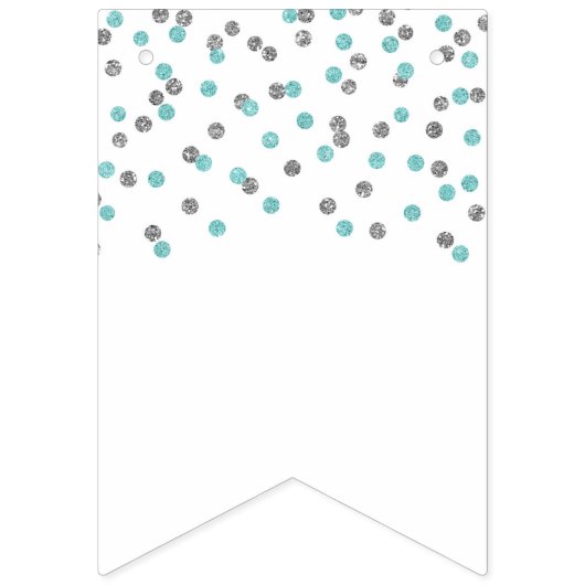Gewoon gehuwde banner Light Blue Silver Confetti (Eerste vlag)