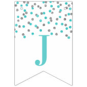 Gewoon gehuwde banner Light Blue Silver Confetti (Derde vlag)