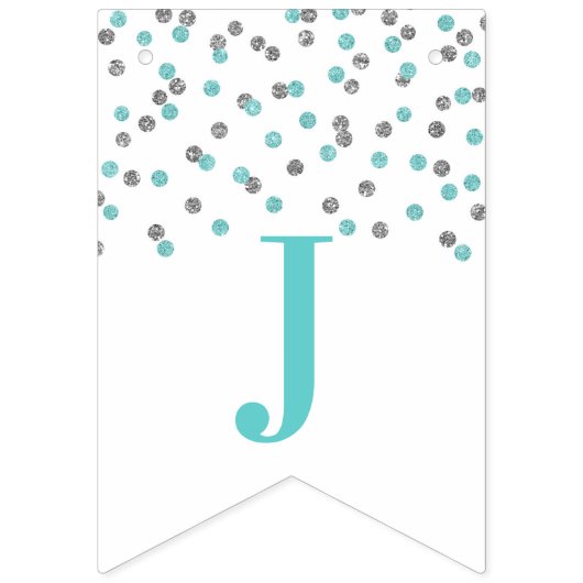 Gewoon gehuwde banner Light Blue Silver Confetti (Derde vlag)